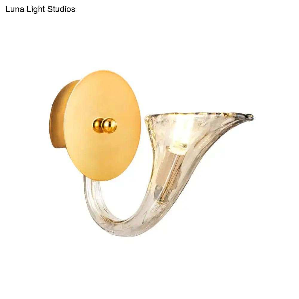 Contemporary gold and glass horn wall lamp for corridor 220v-240v