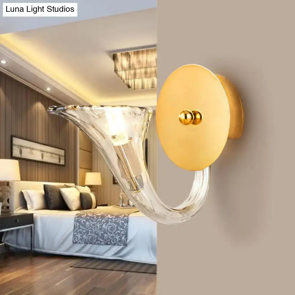 Contemporary gold and glass horn wall lamp for corridor 220v-240v