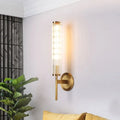 Contemporary gold brass cylinder wall light fixture bedroom sconce