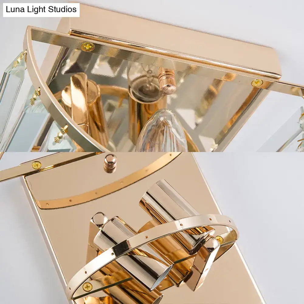 DecorBites™ Contemporary 2-Light Crystal Block Wall Lamp: Elegant Clear Sconce for Dining Room