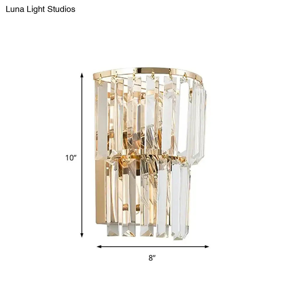DecorBites™ Contemporary 2-Light Crystal Block Wall Lamp: Elegant Clear Sconce for Dining Room