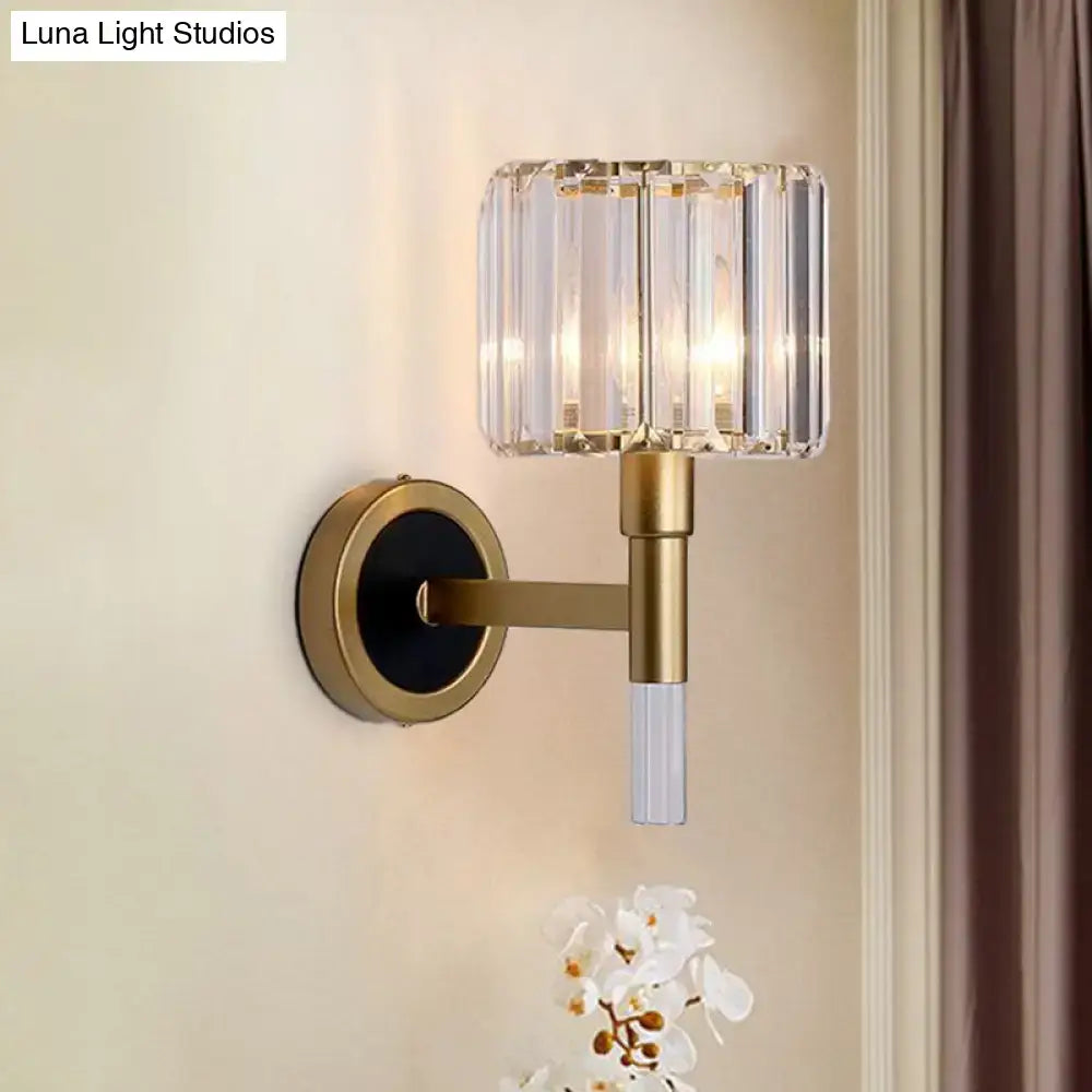 Contemporary gold crystal wall mount lamp living room sconce