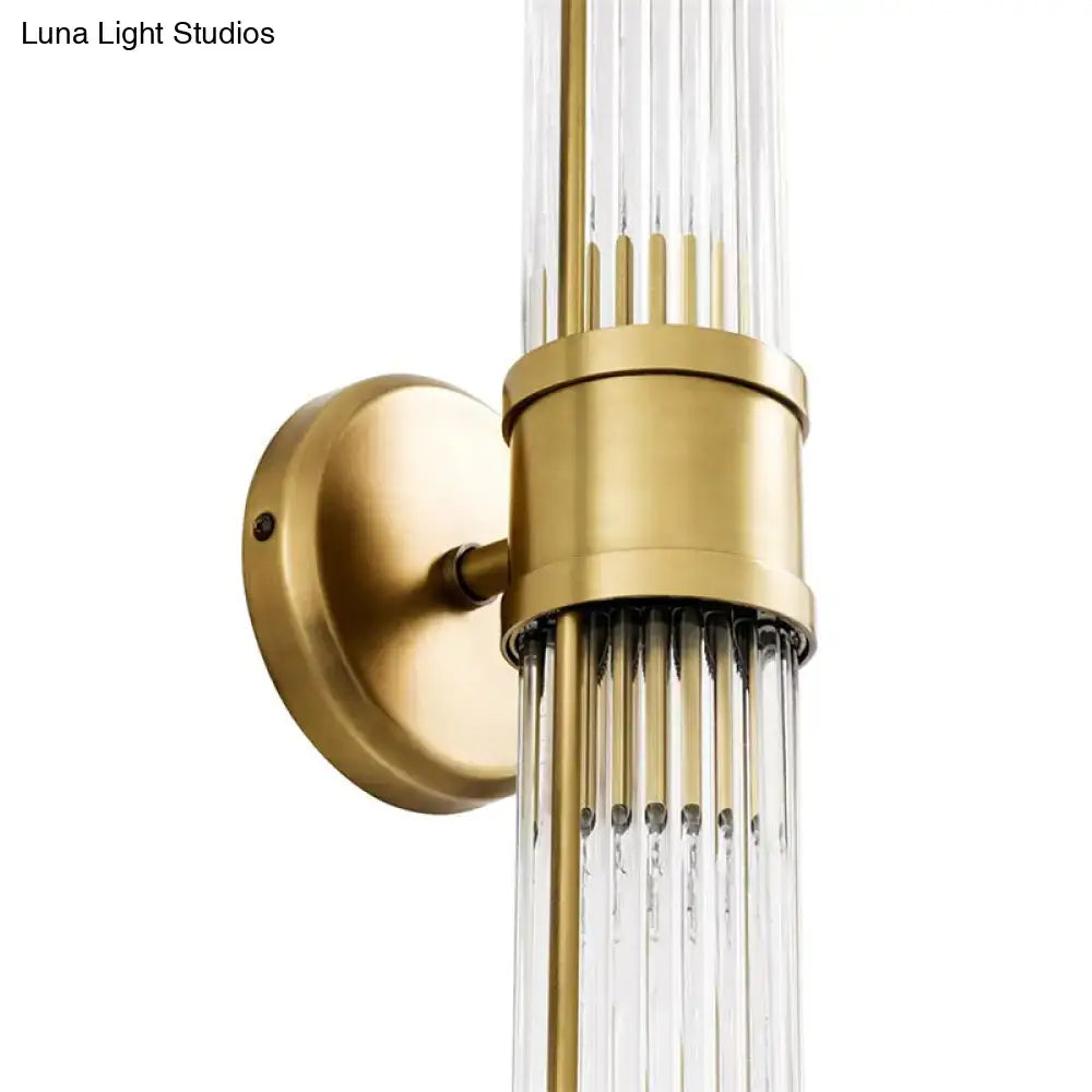 Contemporary gold crystal wall sconce light fixture for living room