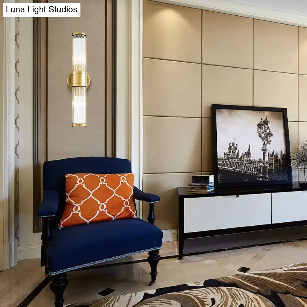 Contemporary gold crystal wall sconce light fixture for living room