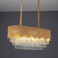DecorBites™ Contemporary Gold Finish Island Lighting with 8 Bulbs, Faceted Crystal Blocks, and Oval Hanging Design