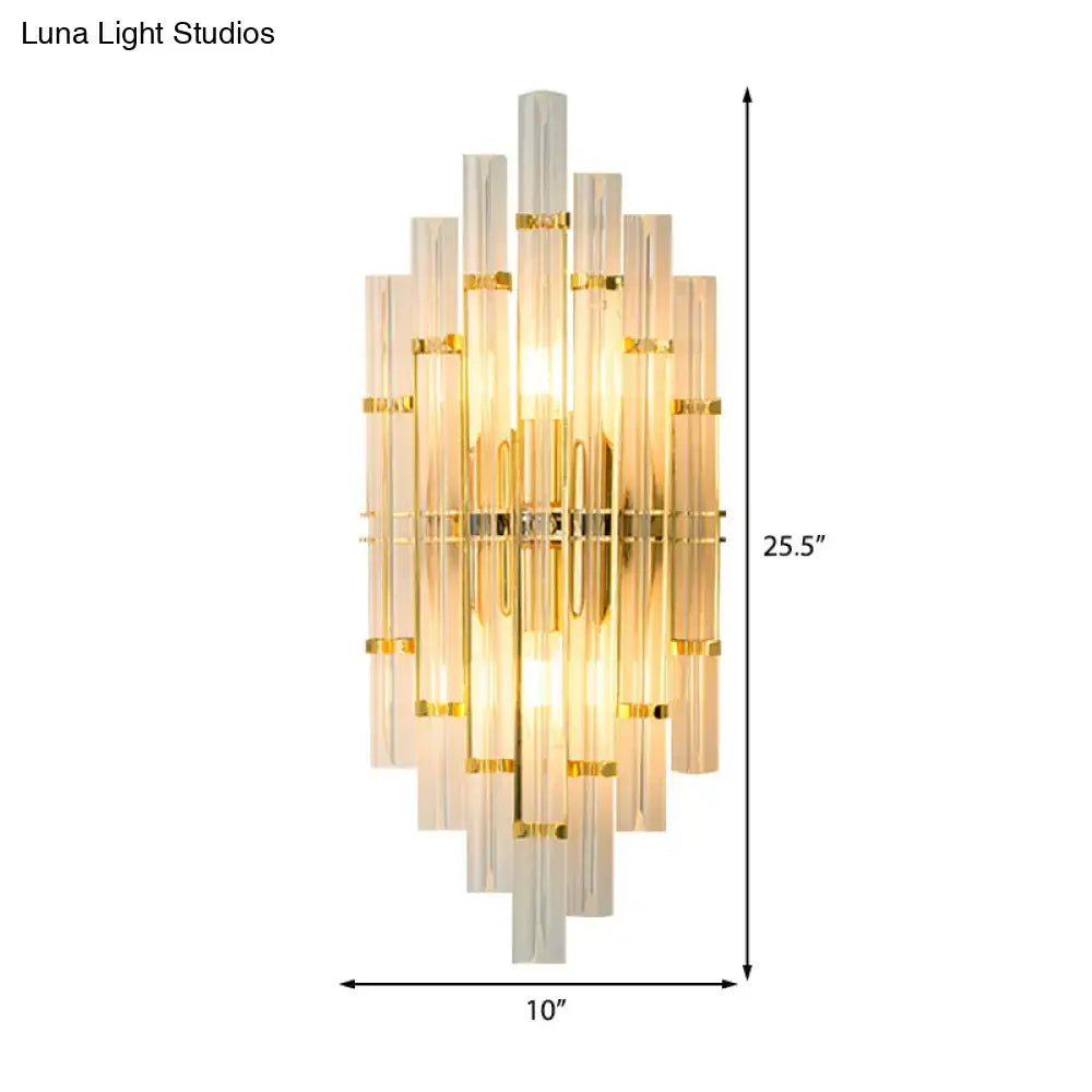 Contemporary gold finish crystal tube wall sconce bedroom light