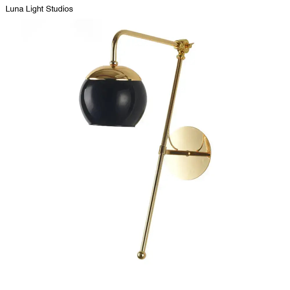 DecorBites™ Contemporary Glass Wall Sconce with Brass Finish Arm - 1 Bulb Bedroom Light