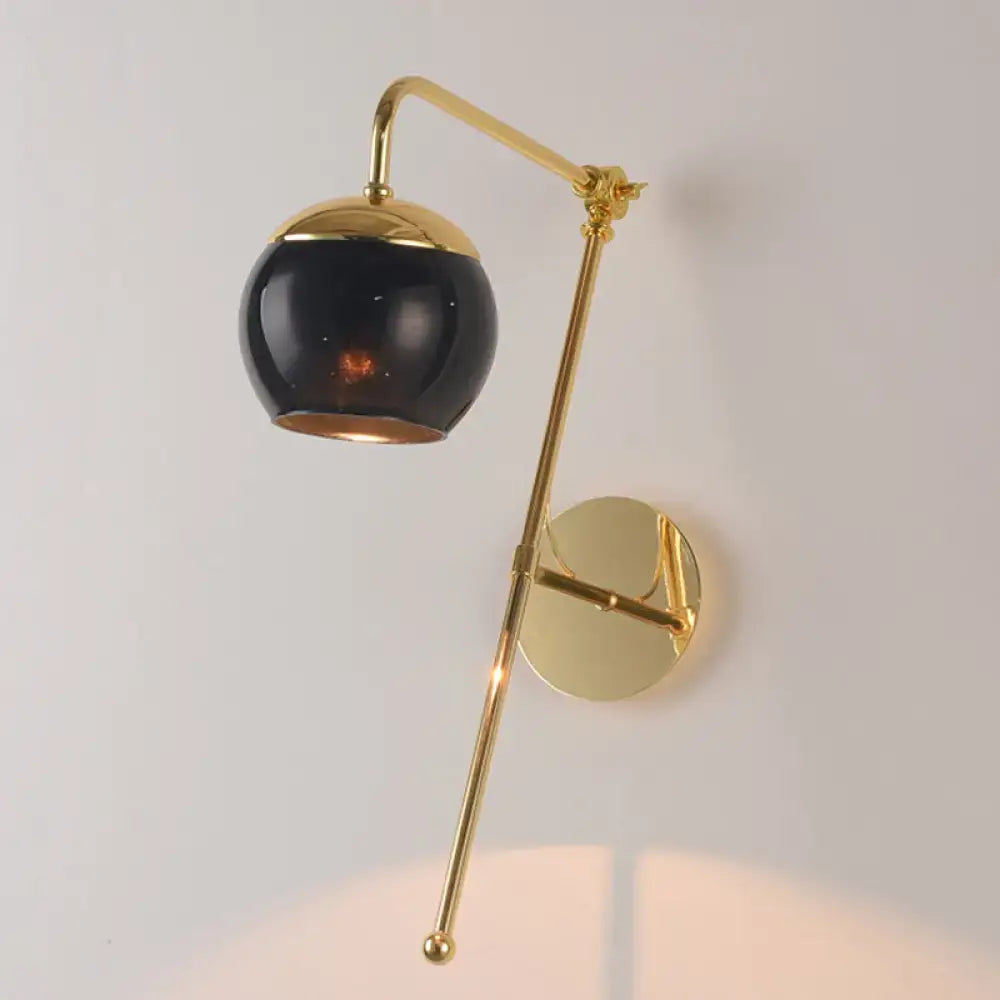 DecorBites™ Contemporary Glass Wall Sconce with Brass Finish Arm - 1 Bulb Bedroom Light