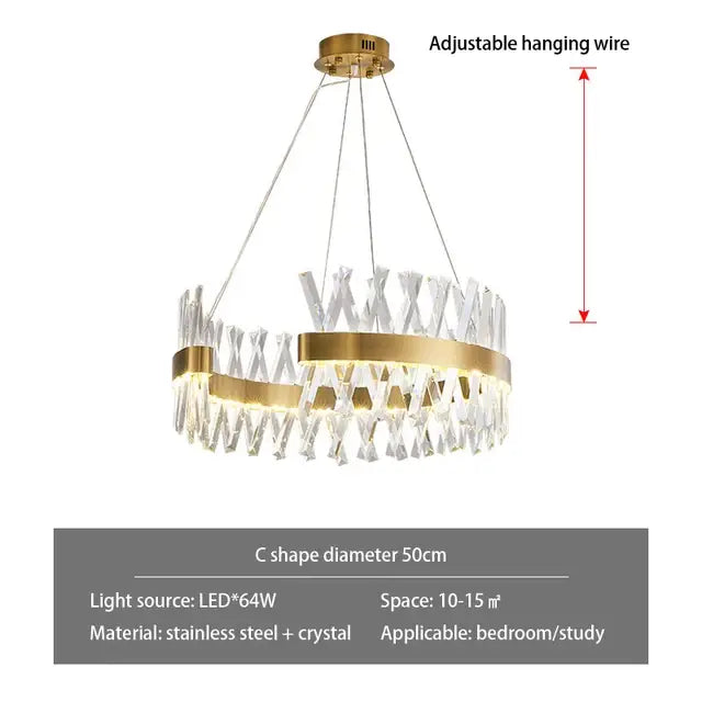 Contemporary gold led crystal chandelier living room light