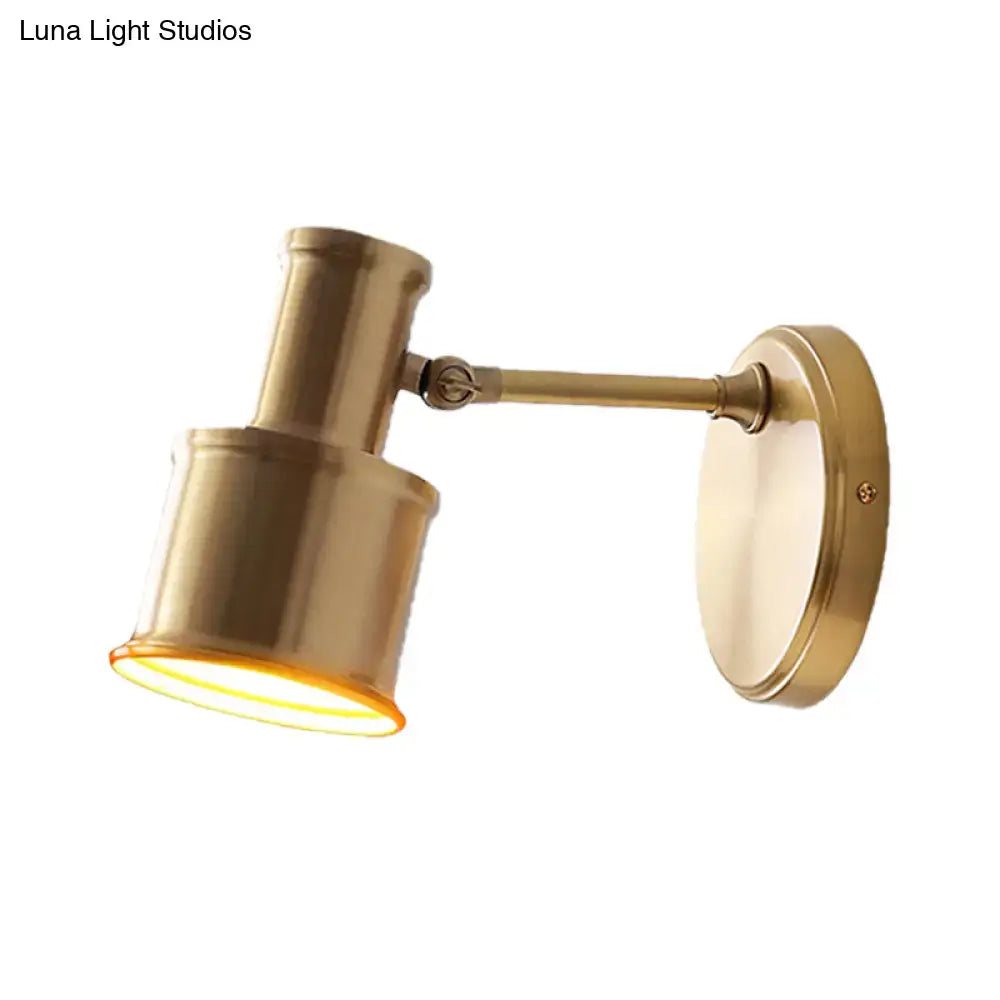 Contemporary gold metal cylinder wall sconce – bedroom spotlight