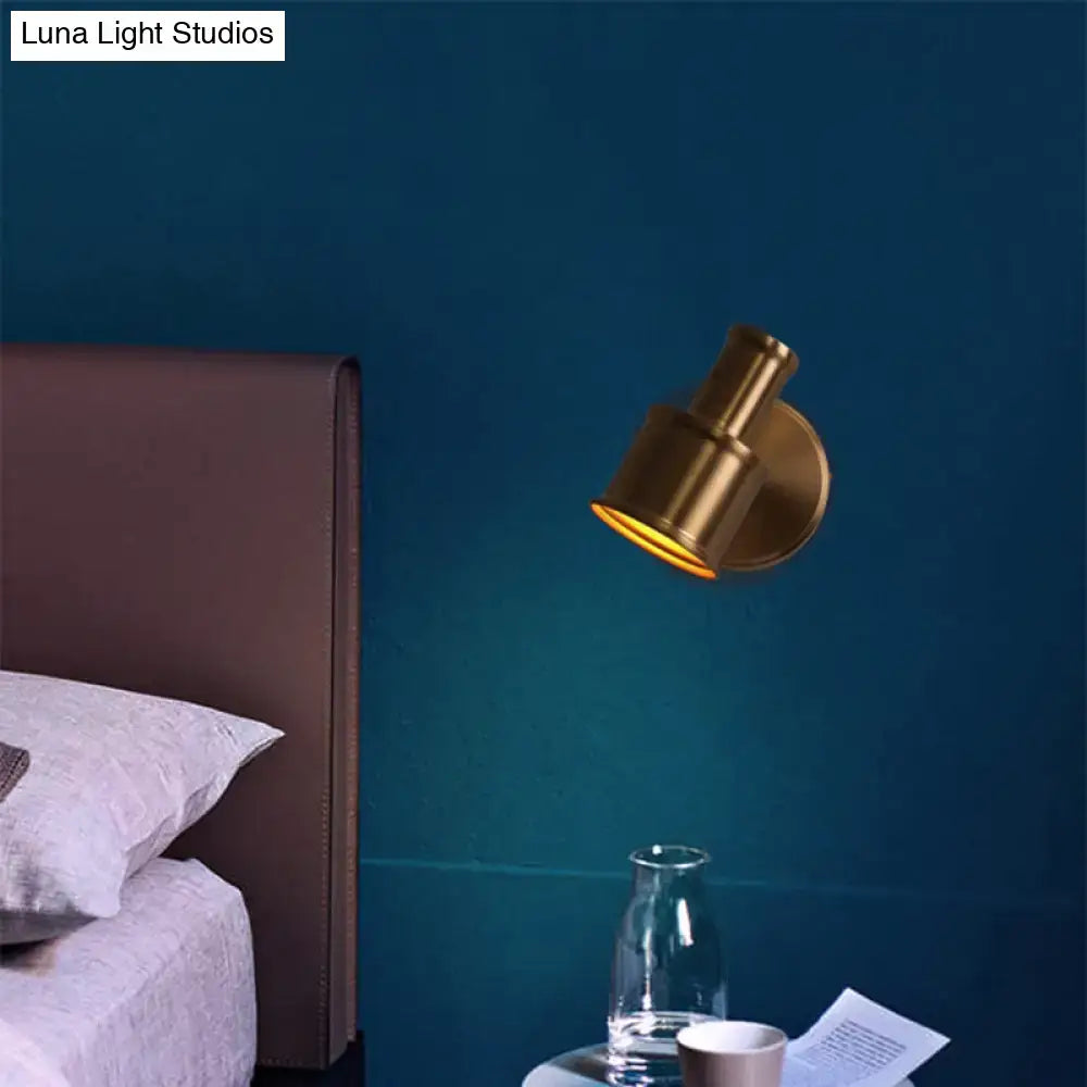 Contemporary gold metal cylinder wall sconce – bedroom spotlight