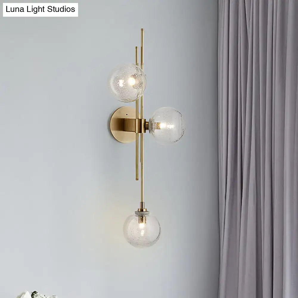 DecorBites™ Contemporary Green/Clear Glass Globe Wall Sconce Lamp with 3 Lights in Brass