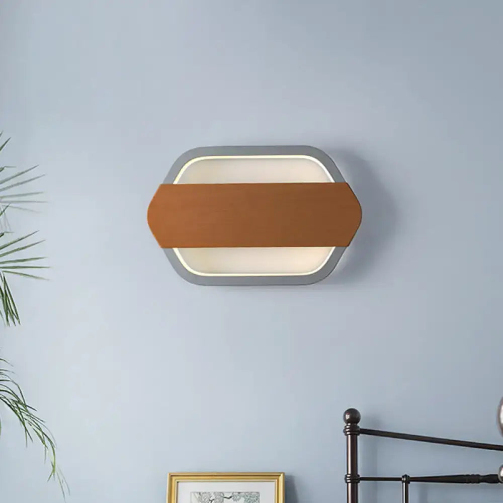 Contemporary grey & brown wall lamp bedroom direct wired electric