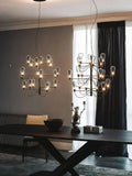 Contemporary iron glass chandelier – foyer tiered black metal light
