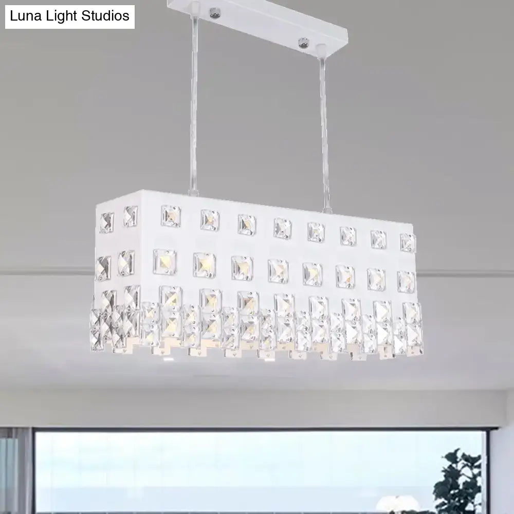 DecorBites™ Contemporary Ivory Chandelier - Metal Pendant Light with Crystal Accents (2 Lights)