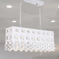 DecorBites™ Contemporary Ivory Chandelier - Metal Pendant Light with Crystal Accents (2 Lights)