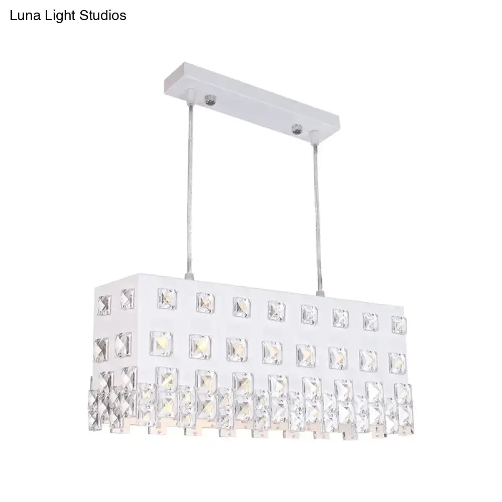 DecorBites™ Contemporary Ivory Chandelier - Metal Pendant Light with Crystal Accents (2 Lights)