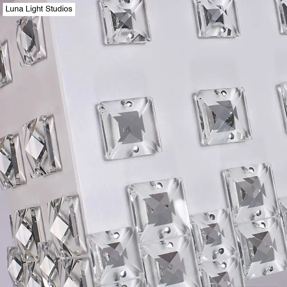 DecorBites™ Contemporary Ivory Chandelier - Metal Pendant Light with Crystal Accents (2 Lights)