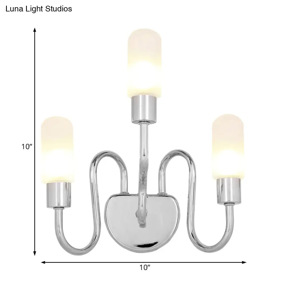 Contemporary chrome milk glass pill sconce bedroom wall light