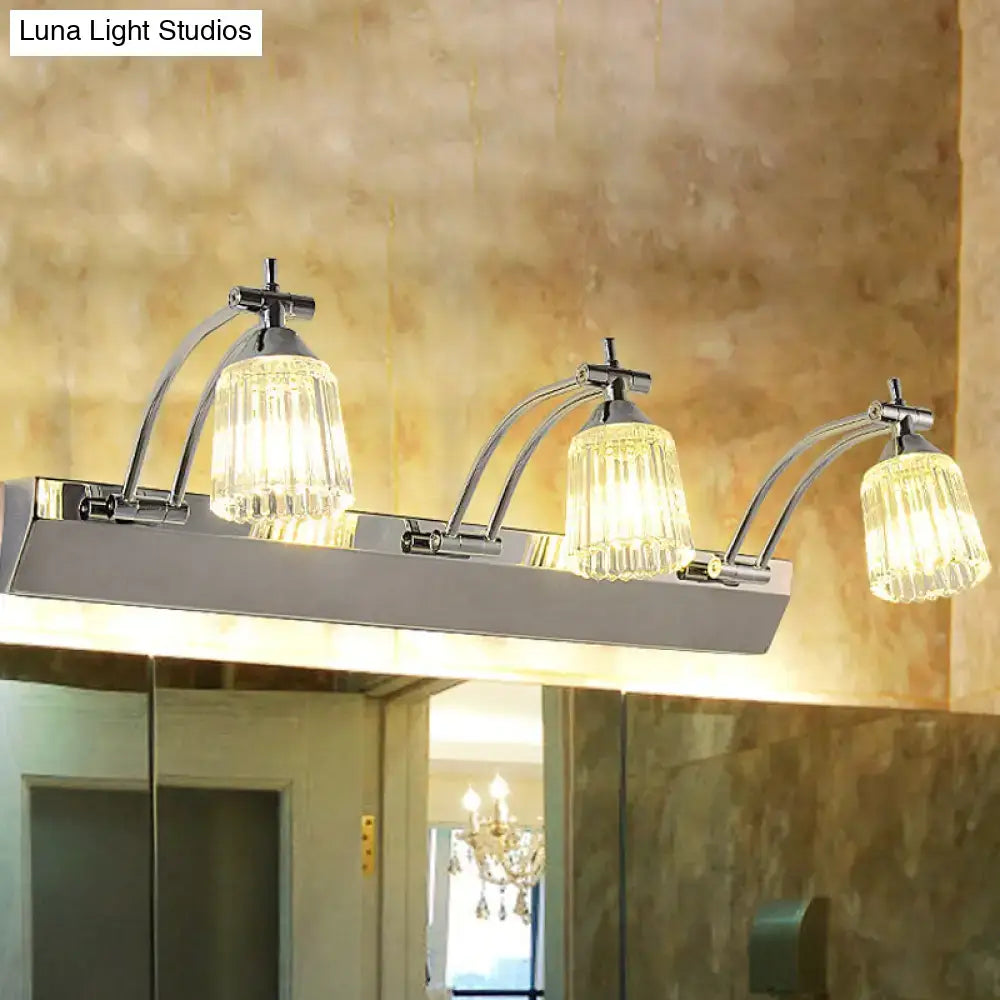 Contemporary silver 3 head crystal vanity light bathroom wall light