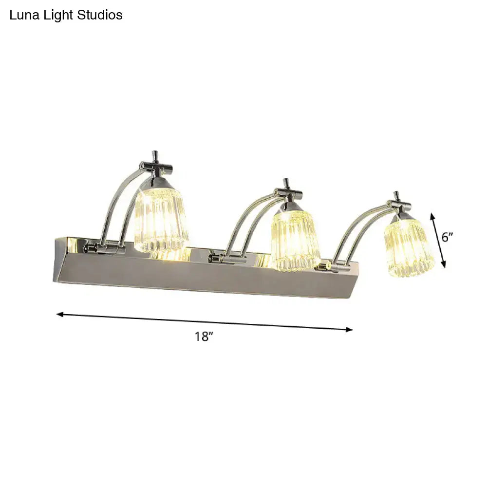 Contemporary silver 3 head crystal vanity light bathroom wall light