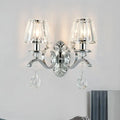 Contemporary silver crystal wall lamp 2-light fixture living room