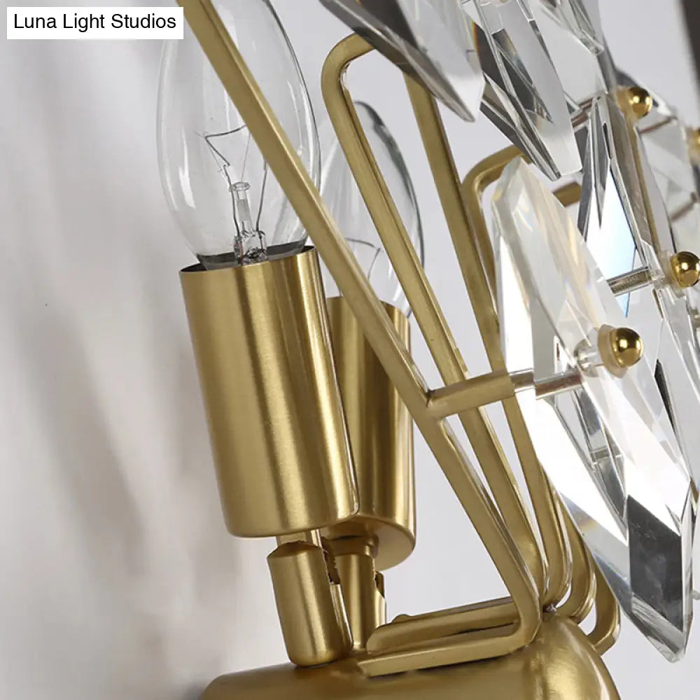 DecorBites™ Contemporary Sputnik Wall Sconce with Clear Crystal Prism Bulbs in Brass Finish