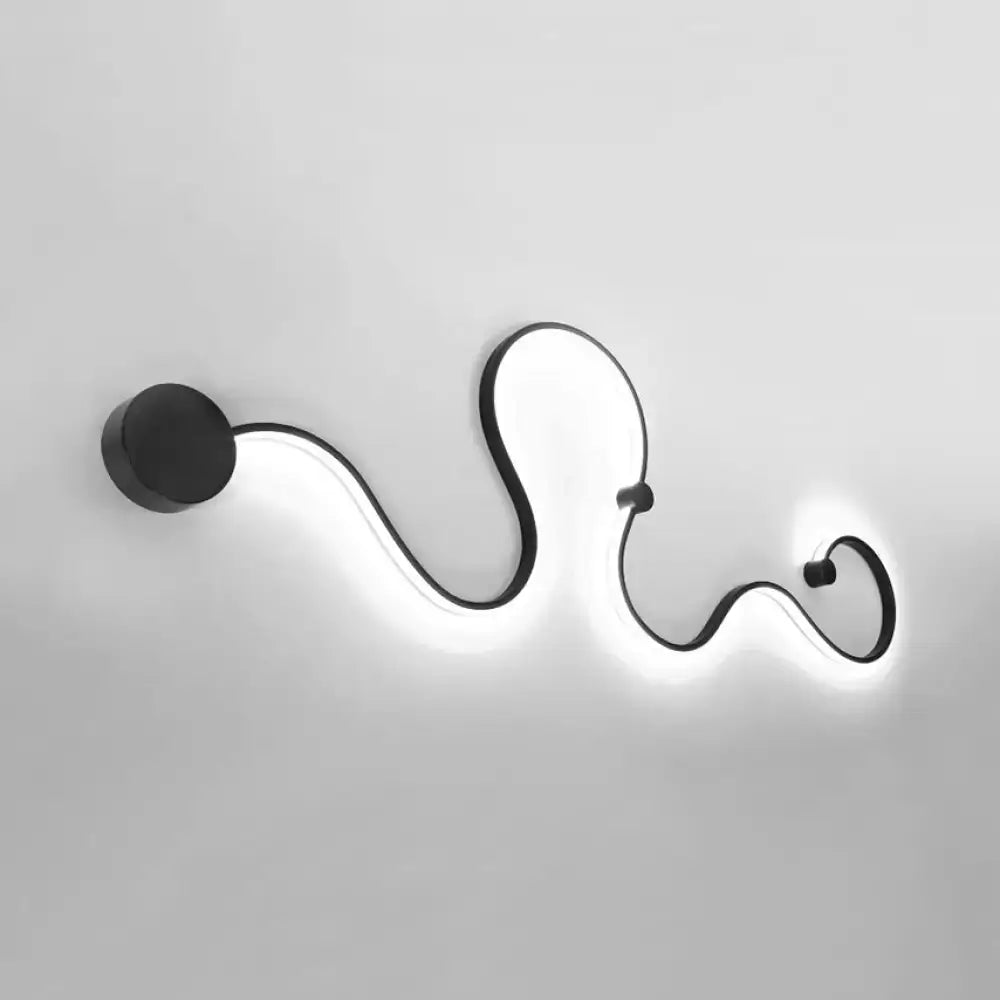 Contemporary twist black & white wall sconce – bedroom warm white light