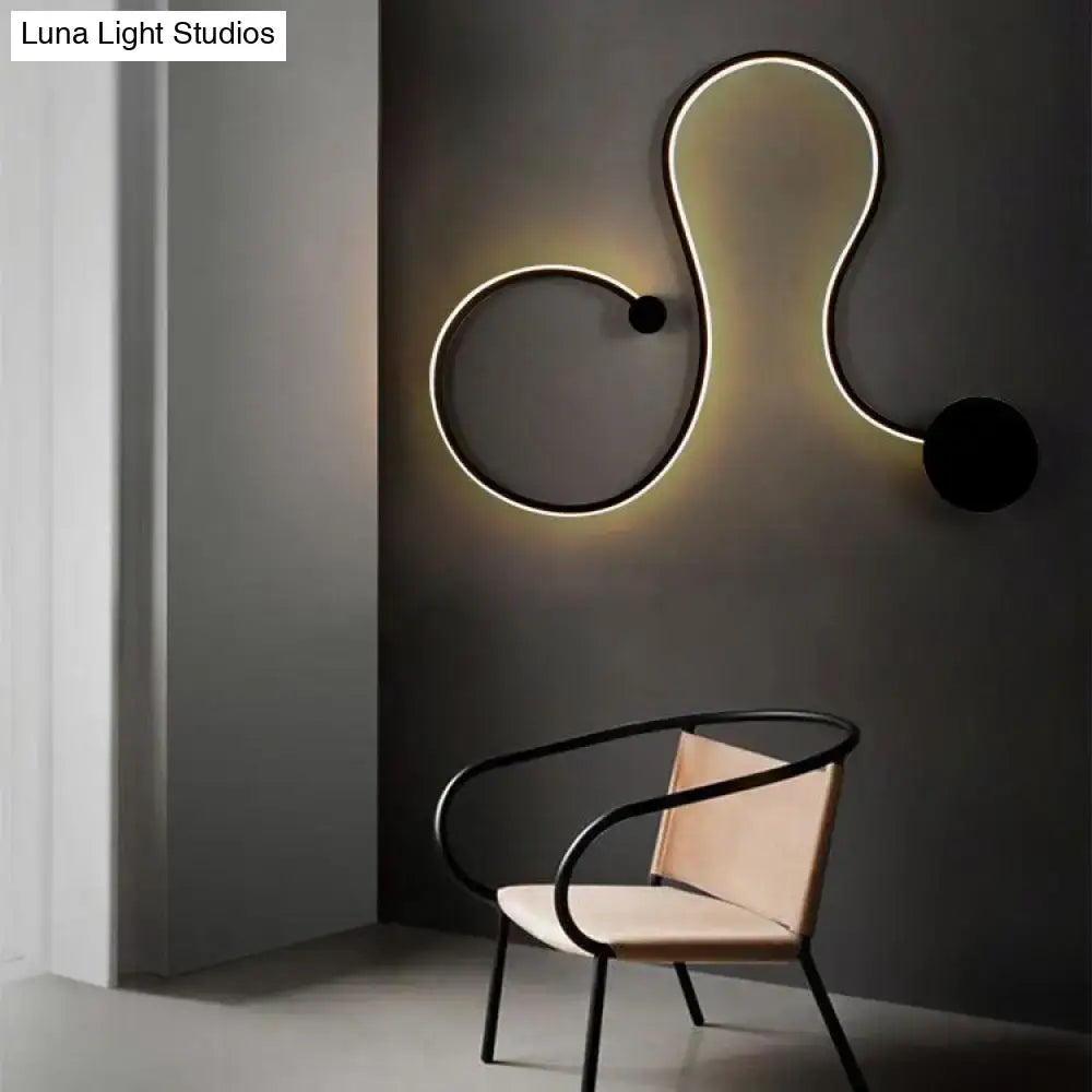 Contemporary twist black & white wall sconce – bedroom warm white light