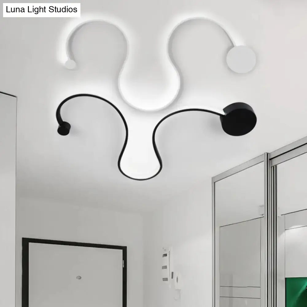 Contemporary twist black & white wall sconce – bedroom warm white light