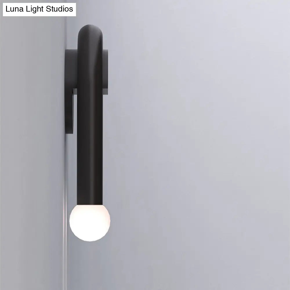 DecorBites™ Contemporary U-Shaped 2-Light Black Wall Mounted Lighting with Opal Glass Shade