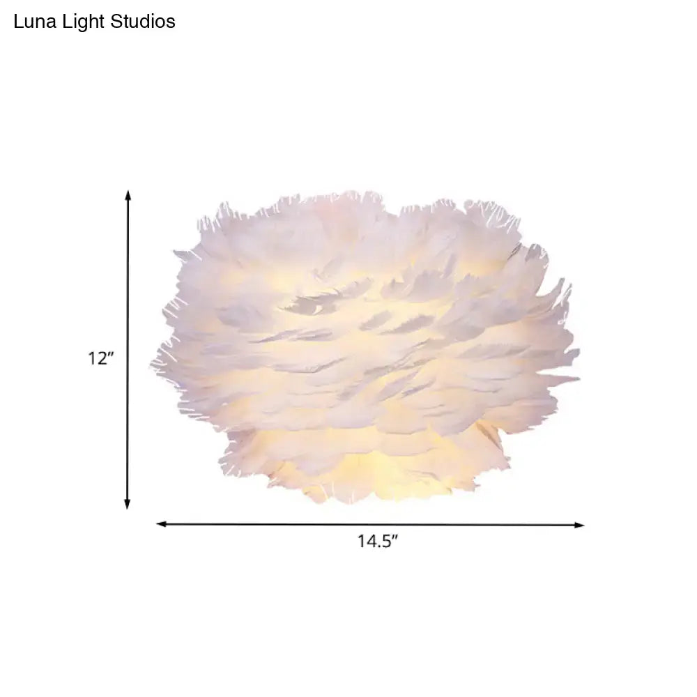 Contemporary white feather wall lamp bedroom sconce