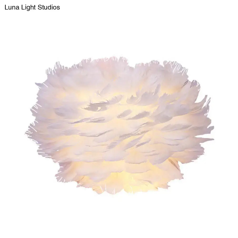 Contemporary white feather wall lamp bedroom sconce
