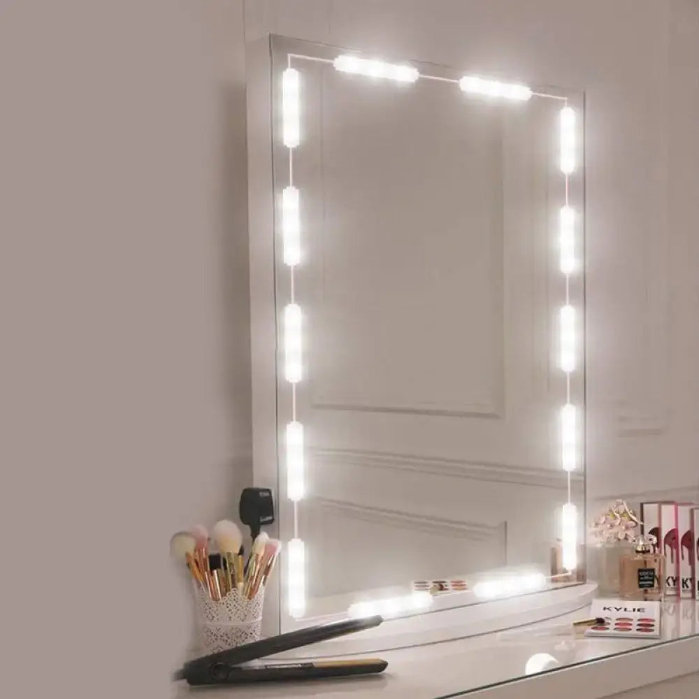 DecorBites™ Contemporary White LED Vanity Strip Light: Plastic Linear Make-Up Lighting for Dressing Room
