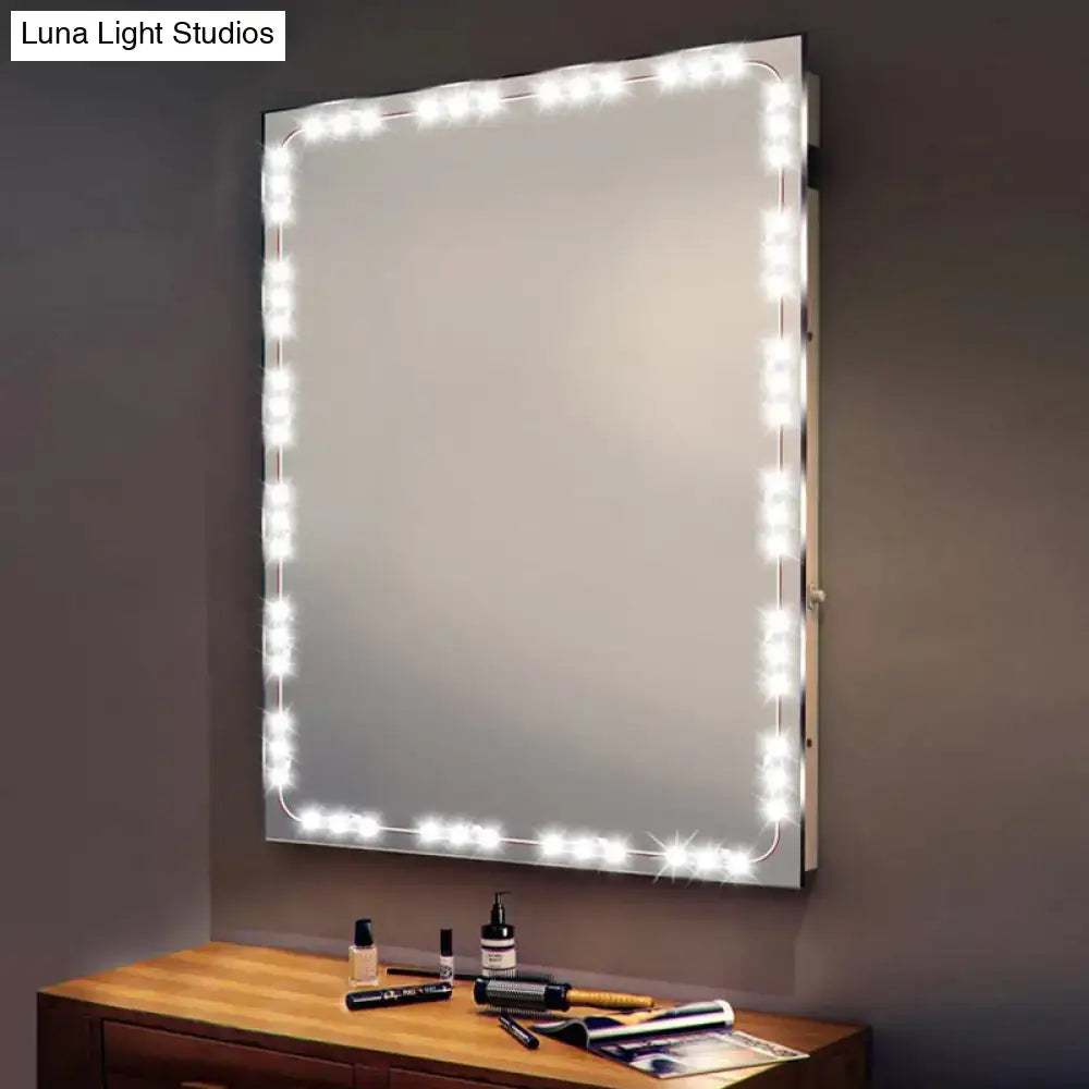 DecorBites™ Contemporary White LED Vanity Strip Light: Plastic Linear Make-Up Lighting for Dressing Room