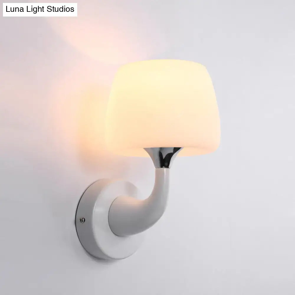 Contemporary white opal glass wall light bedroom sconce light fixture