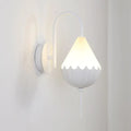 Contemporary white scalloped wall light fixture with curved arm bedroom
