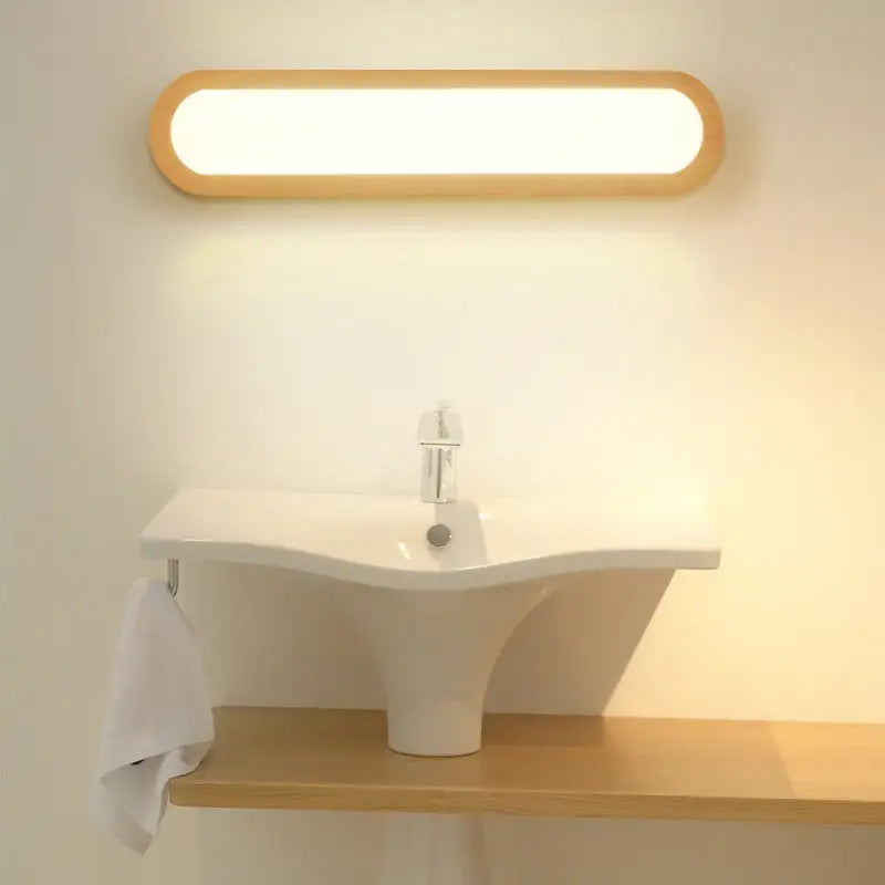 Contemporary wood led sconce vanity light for bedroom