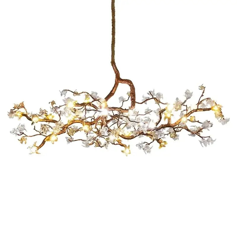Copper branch pendant chandelier living room blossom led light