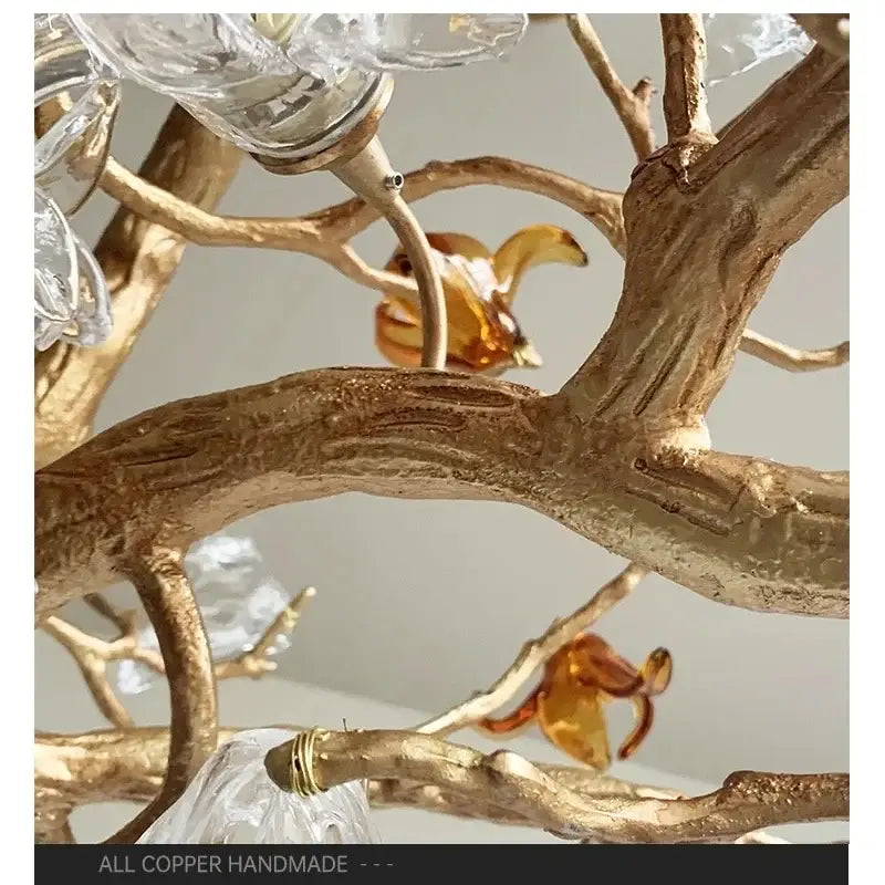 Copper branch pendant chandelier living room blossom led light