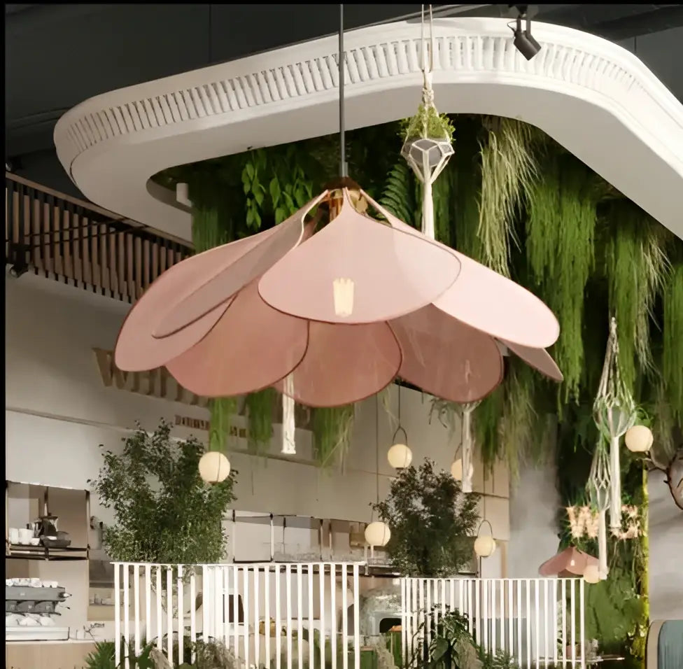 Copper petal fabric pendant light dining room decorbites colorful petal