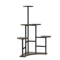 Modern black metal corner plant stand living room wood shelves