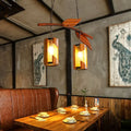 DecorBites™ Country Style Crackle Glass Hanging Light with Branch Accent - Brown, 2 Lights - Ideal for Restaurants