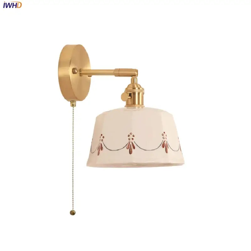 DecorBites™ Ceramic LED Wall Lamps Pull Chain Switch Rotate Copper Vanity Light