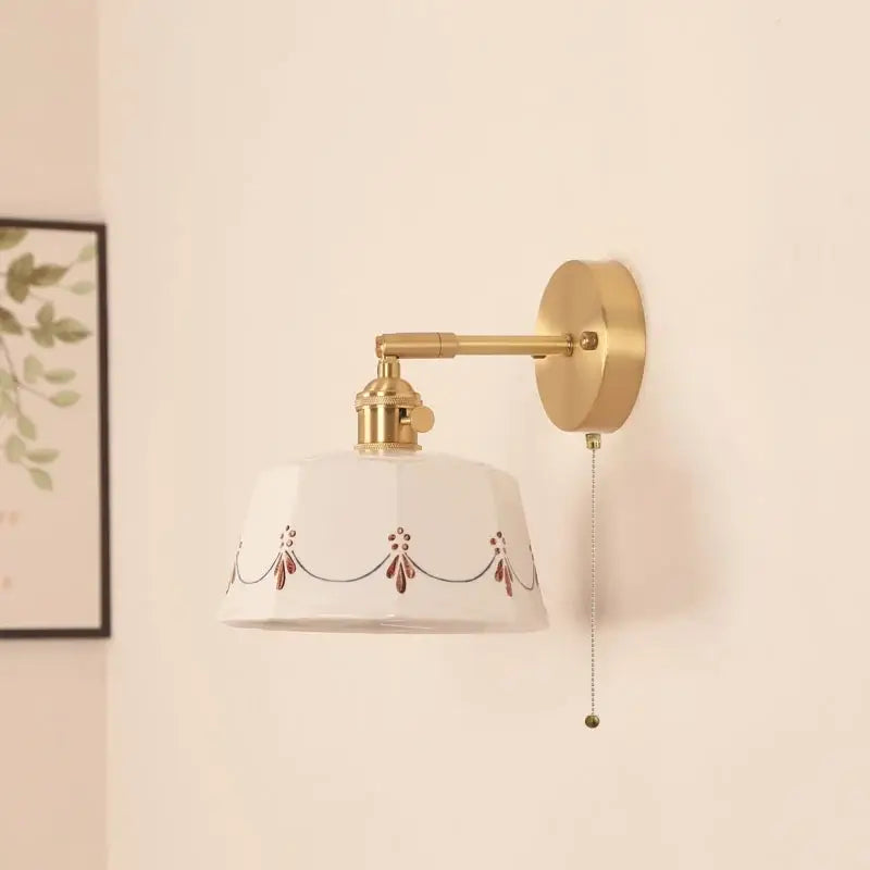 DecorBites™ Ceramic LED Wall Lamps Pull Chain Switch Rotate Copper Vanity Light