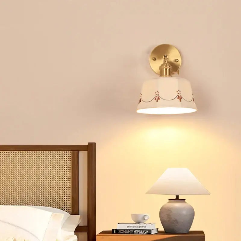 DecorBites™ Ceramic LED Wall Lamps Pull Chain Switch Rotate Copper Vanity Light