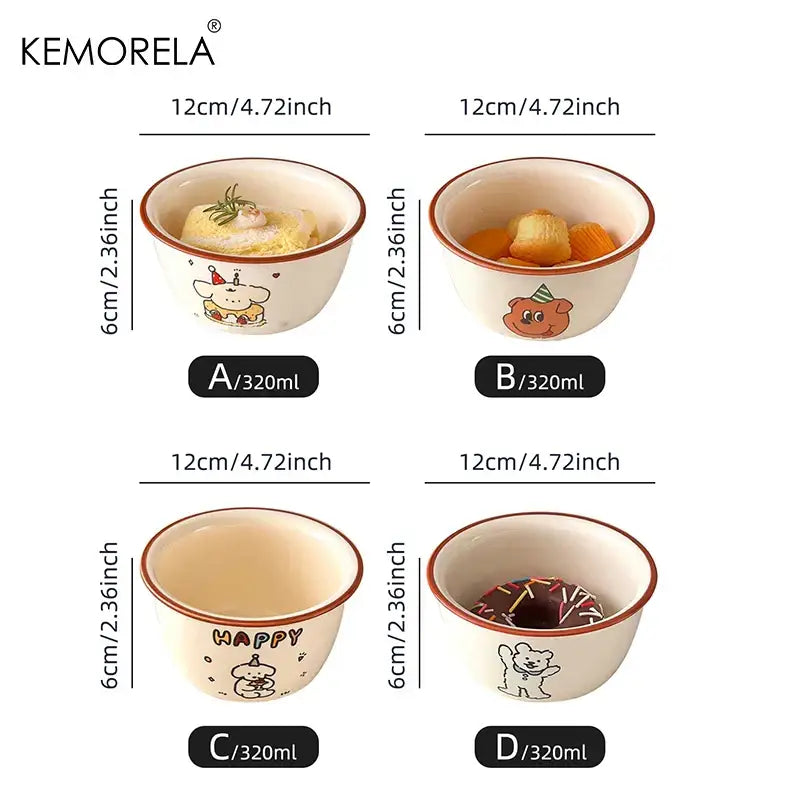 DecorBites™ Carton Ceramic Soup Bowls - Set of 1 | Microwave & Dishwasher Safe