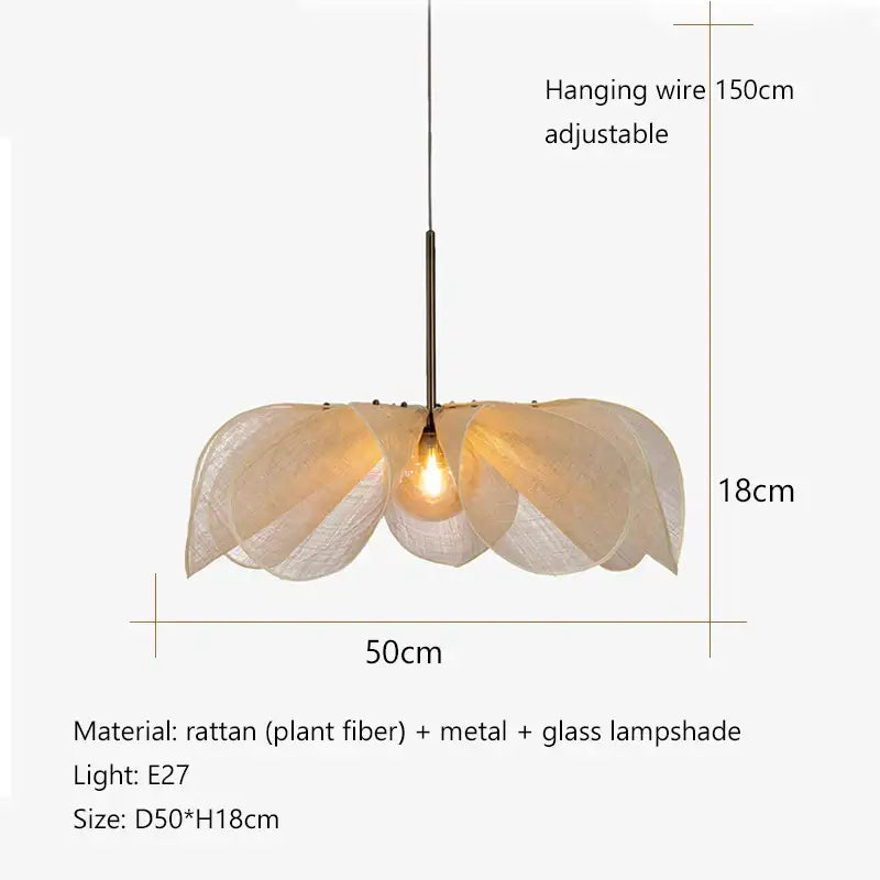 DecorBites™ Cream Fabric Flower Chandelier LED Dining Table Hanging Lamp