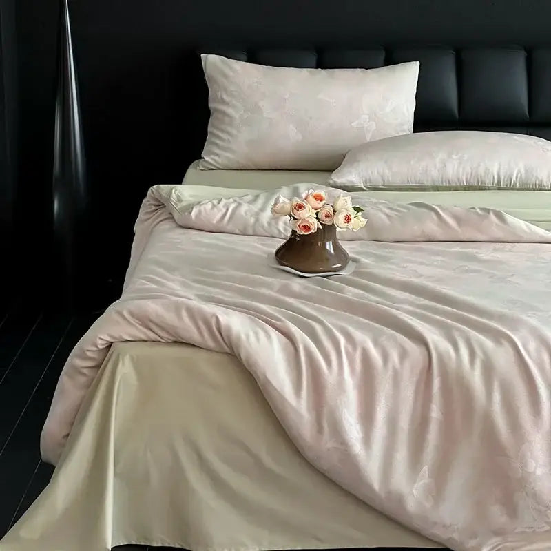 DecorBites™ 100% Cotton Jacquard Bedding Set Double King Size Bedroom Decor