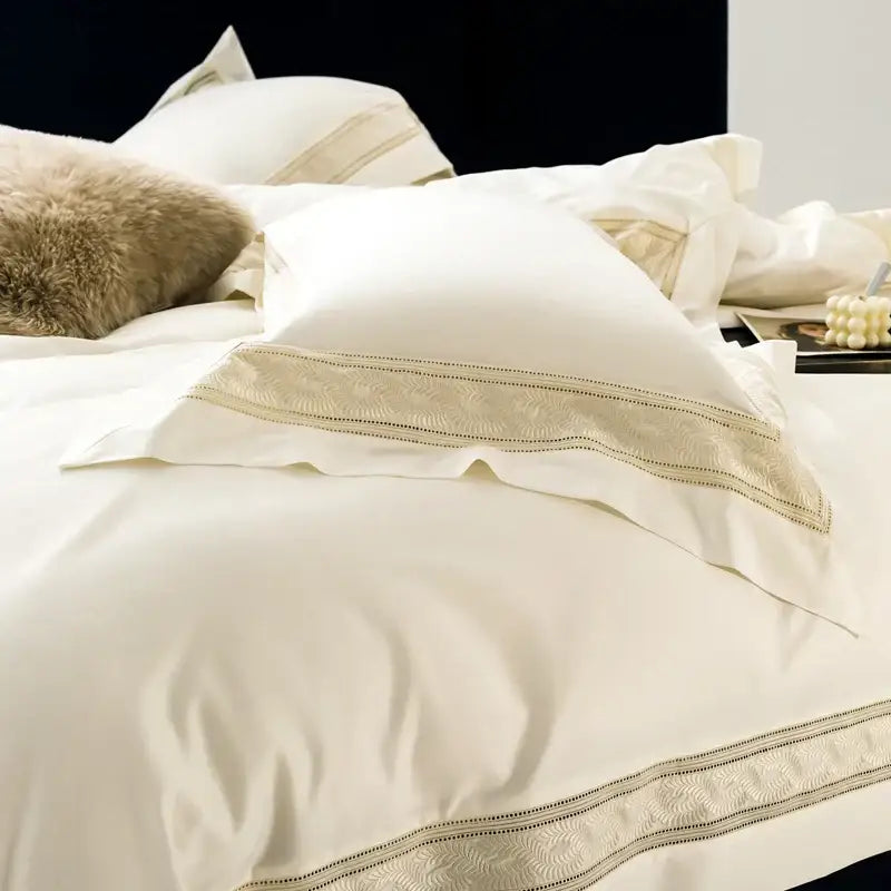 1400TC Egyptian Cotton DecorBites™ Bedding Set with Wide Edge Embroidery & Hollow Out Design